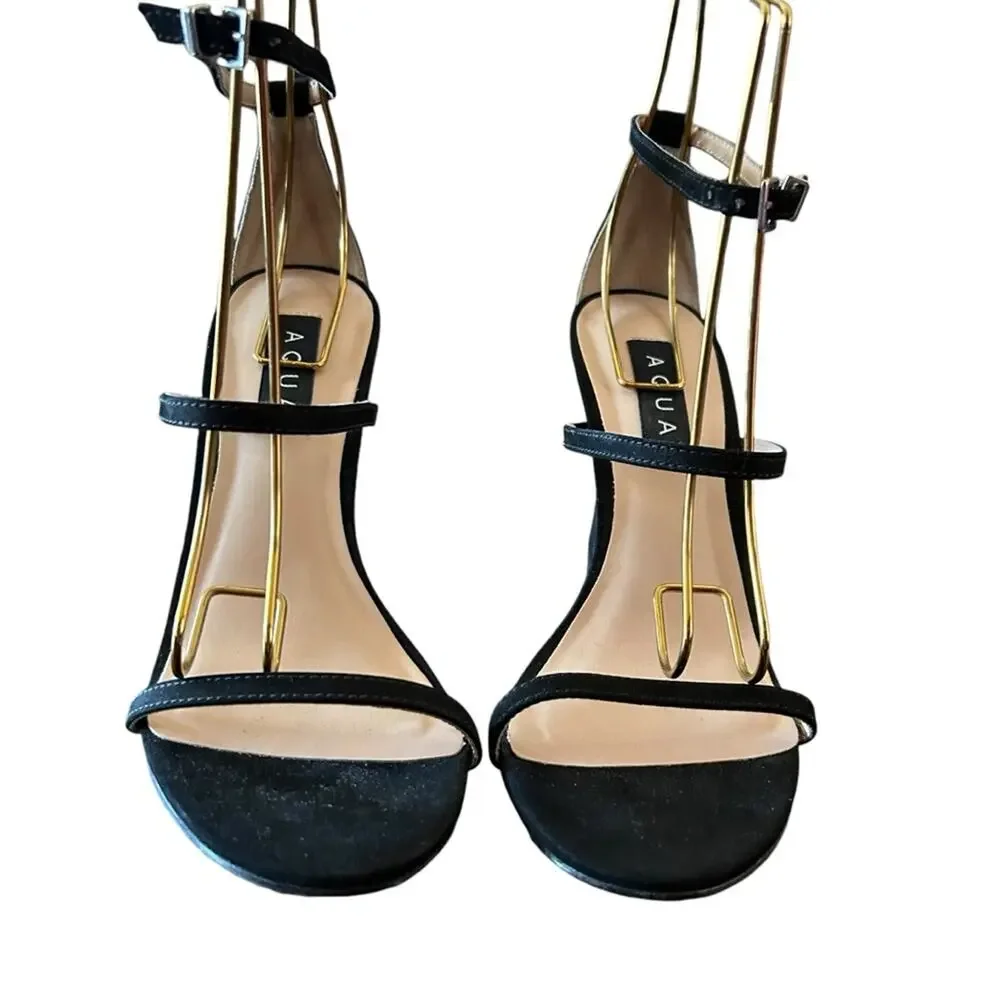 Aqua Jenni Ankle Strap Strappy Flared Heels NEW Size 7